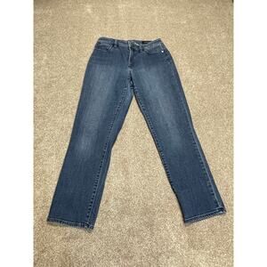 Talbots flawless five pocket curvy slim ankle sz 8 high rise blue jeans